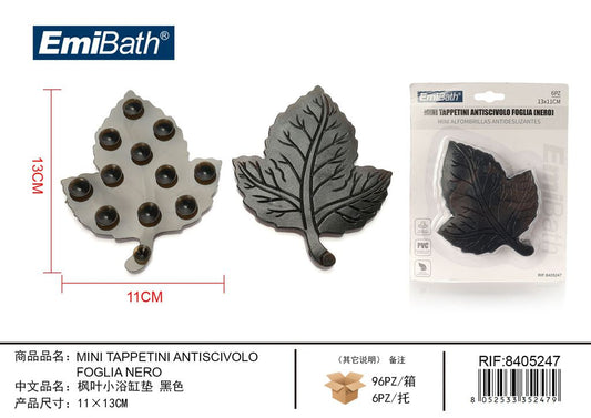 Mini Tappetini Antiscivolo Foglia Nero 11*13cm