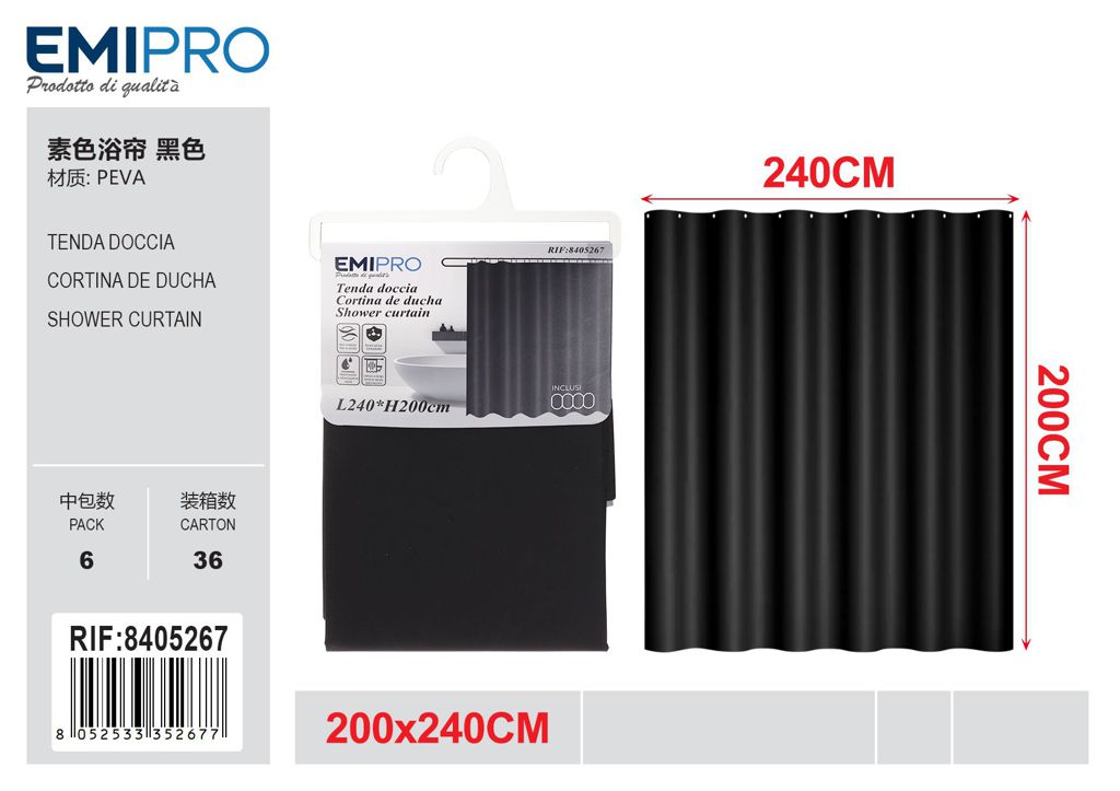 Tenda Doccia Nero cm.240*200H