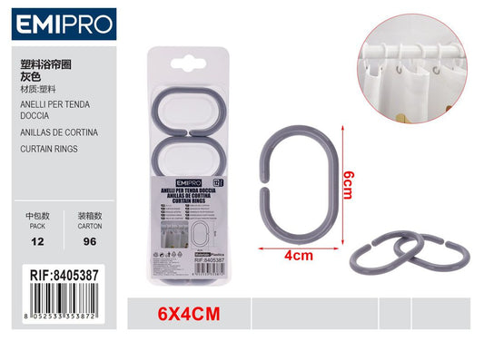 Anelli Per Tenda Doccia Grigio 12Pcs/1Sets 4*6cm