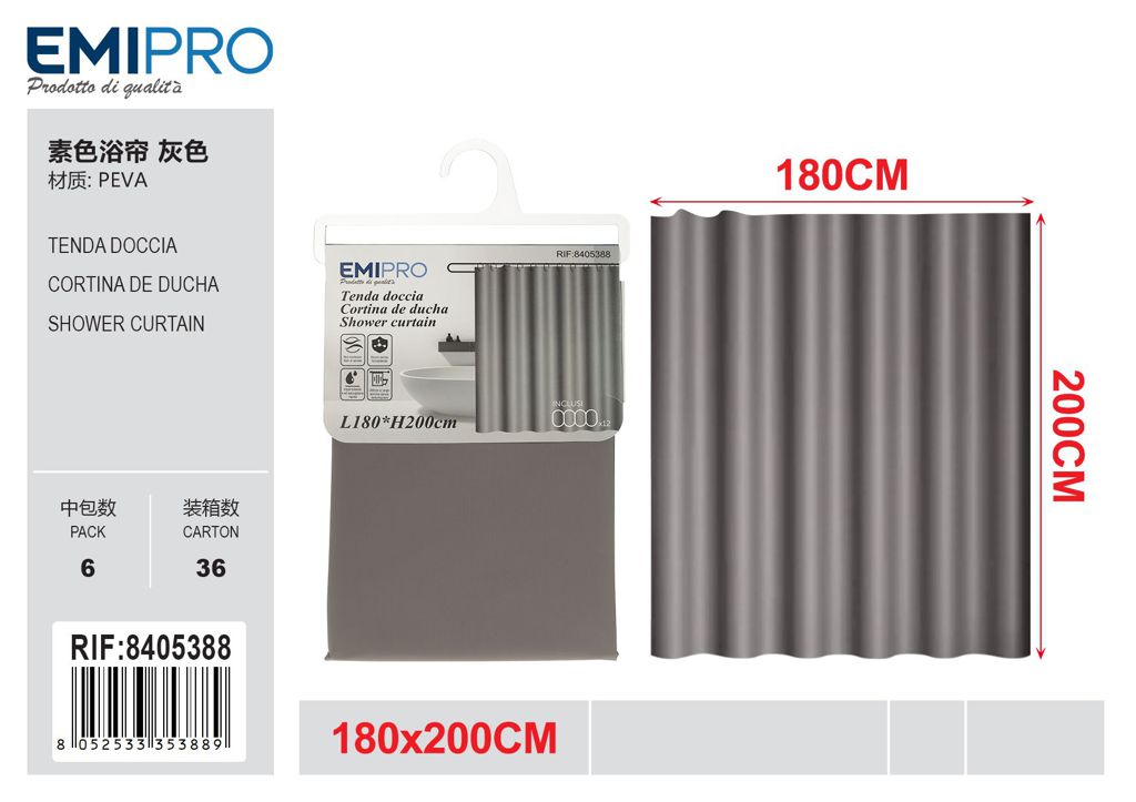 Tenda Doccia Grigio cm.180*200H