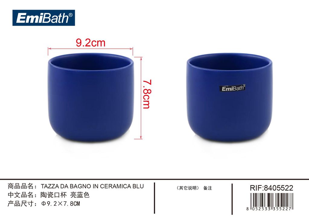Tazza Da Bagno In Ceramica Blu 9.2*7.8cm