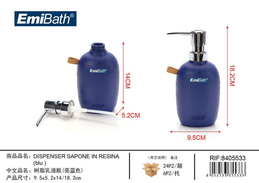 Dispenser Sapone In Resina Blu 9.5*5.2*14/18.2cm