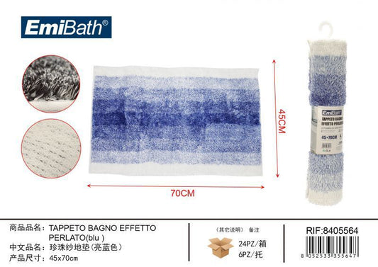 Tappeto Bagno Effetto Perlato Blu 45*70cm