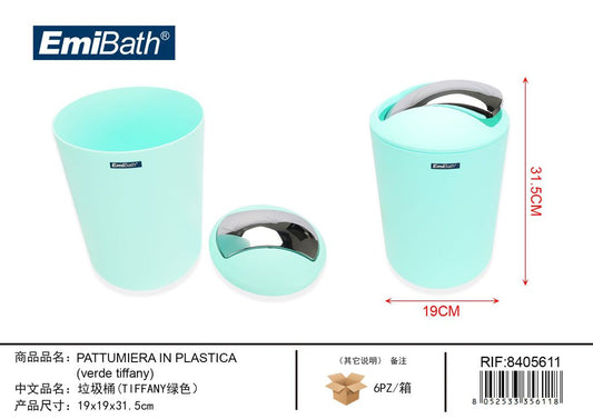 Pattumiera In Plastica verde Tiffany 19*19*31.5cm