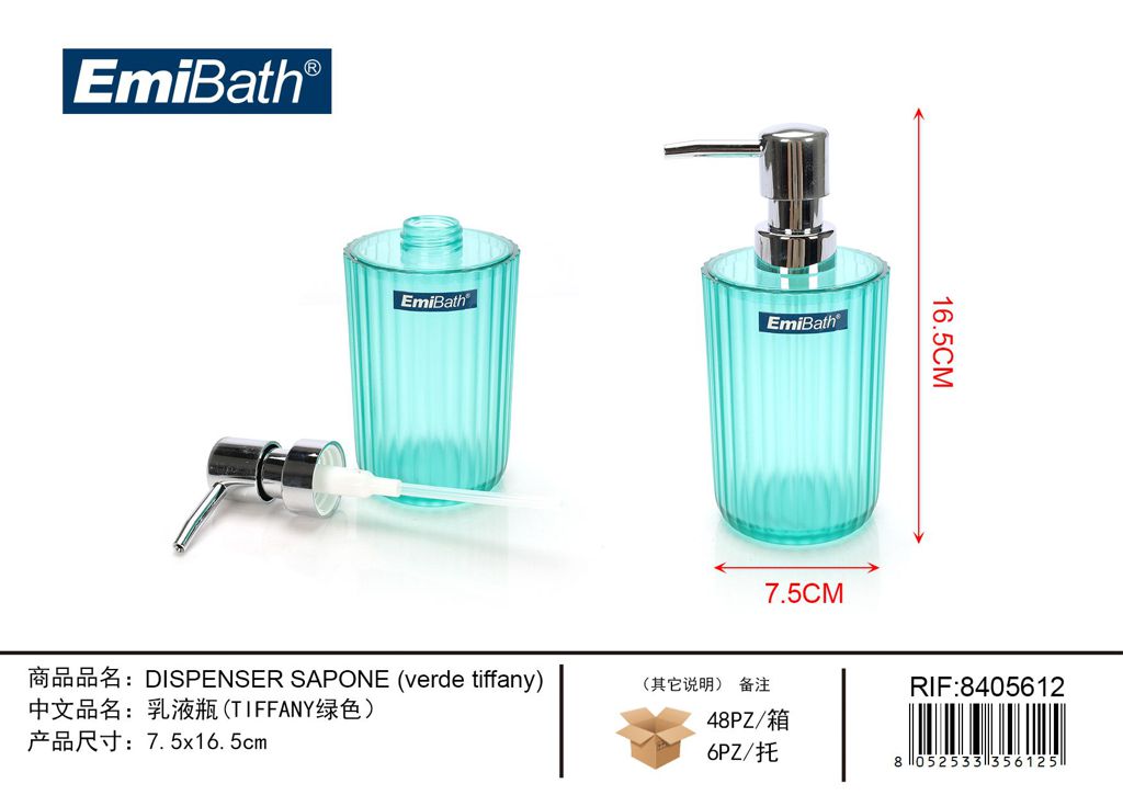 Dispenser Sapone verde Tiffany 7.5*16.5cm