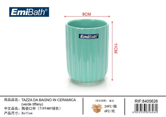 Tazza Da Bagno In Ceramica verde Tiffany 8*11cm