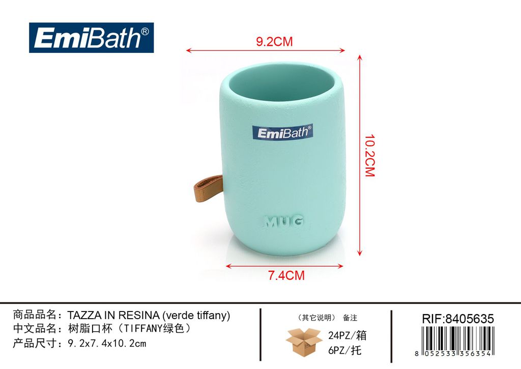 Tazza In Resina verde Tiffany 9.2*7.4*10.2cm
