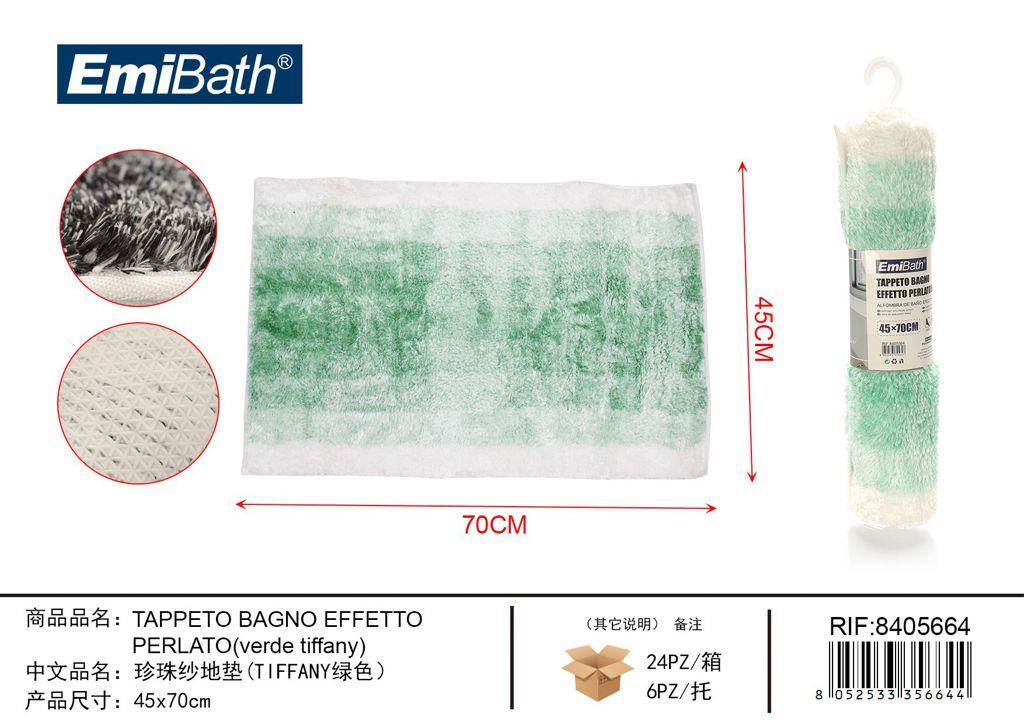 Tappeto Bagno Effetto Perlato verde Tiffany 45*70cm