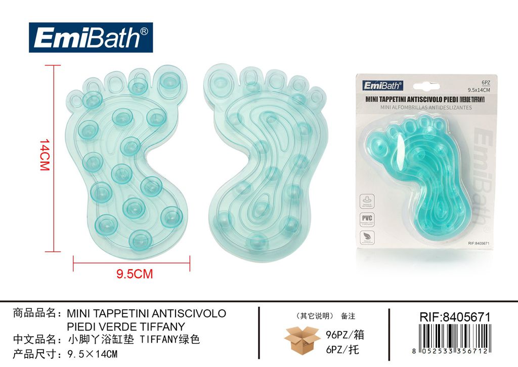 Mini Tappetini Antiscivolo Piedi verde Tiffany 9.5*14cm