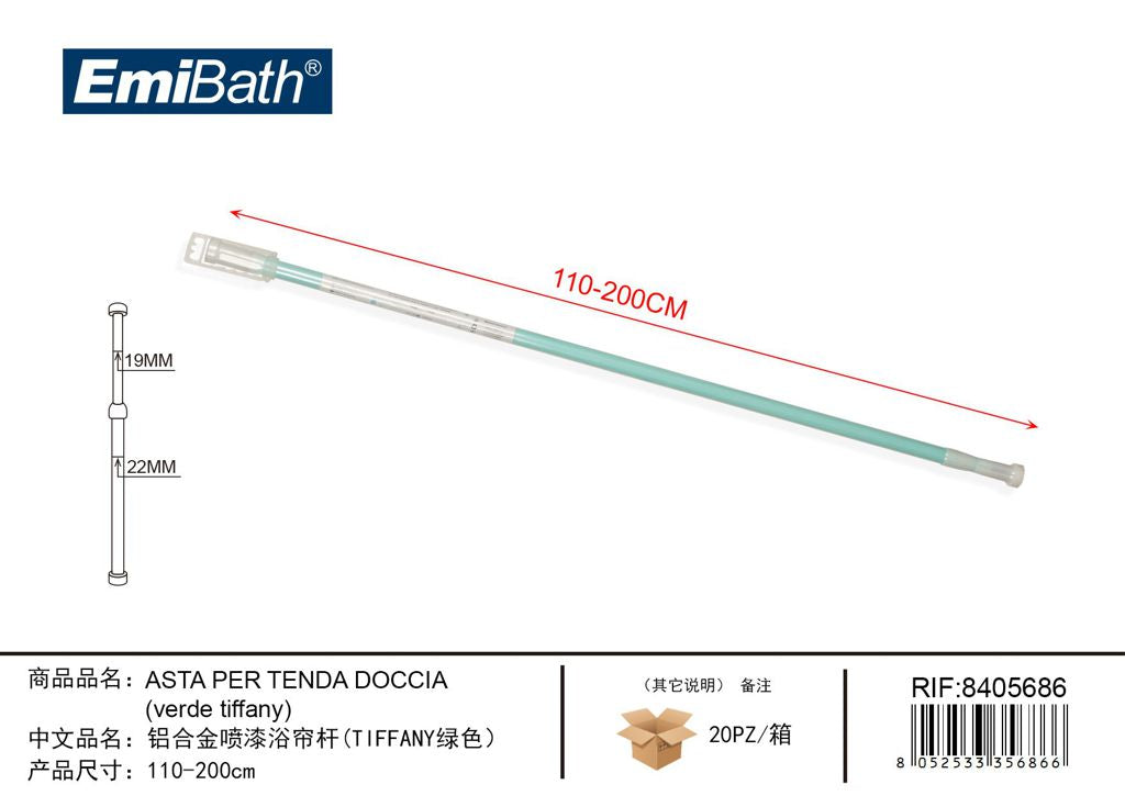 Asta Per Tenda Doccia verde Tiffany 110-200cm