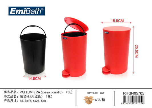 Pattumiera Rosso Corrallo 15.8*14.6*25.5cm 3L