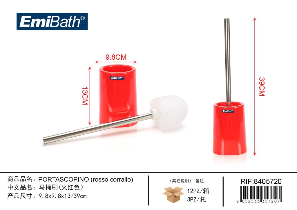 Portascopino Rosso Corrallo 9.8*9.8*13/39cm