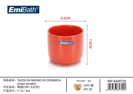 Tazza Da Bagno In Ceramica Rosso Corrallo 9.2*7.8cm