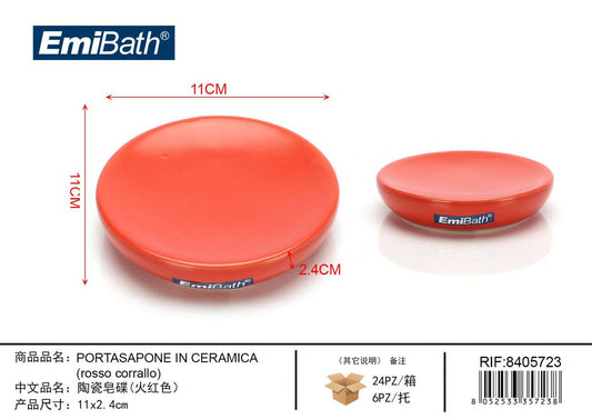 Portasapone In Ceramica Rosso Corrallo 11*2.4cm