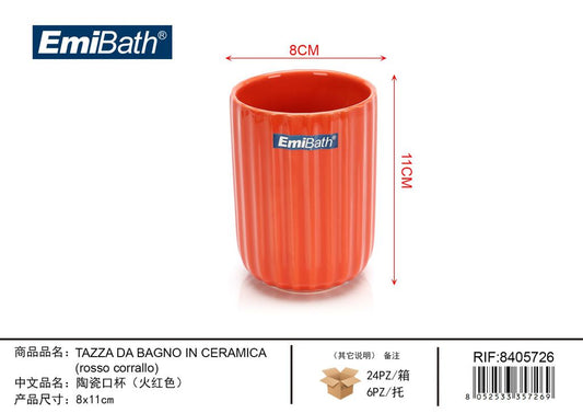 Tazza Da Bagno In Ceramica Rosso Corrallo 8*11cm