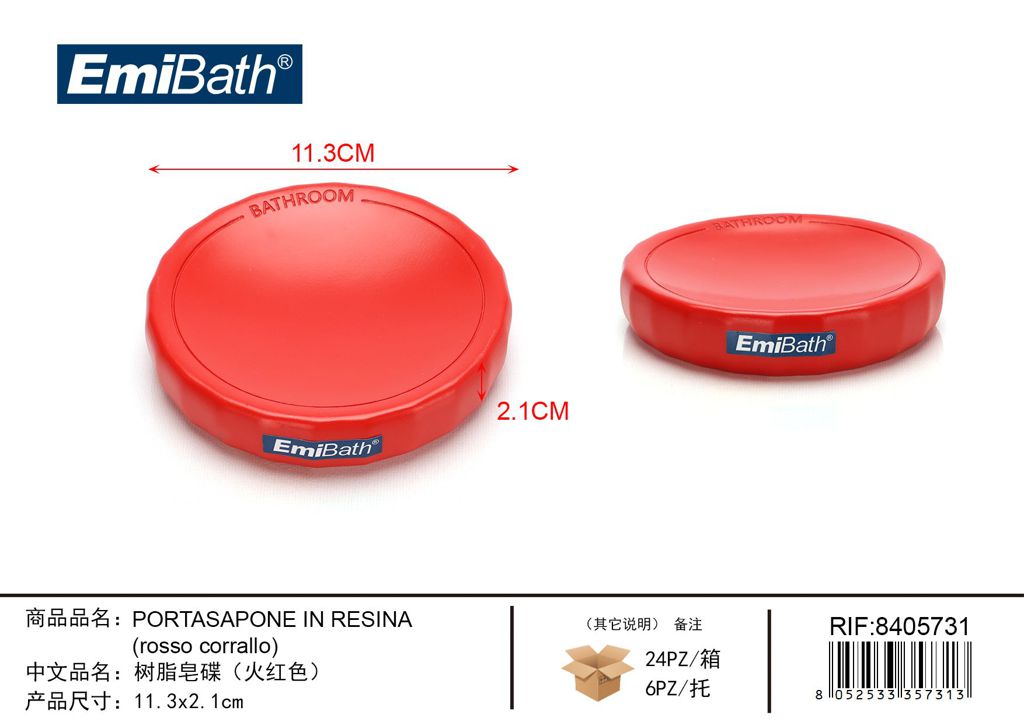 Portasapone In Resina Rosso Corrallo 11.3*2.1cm