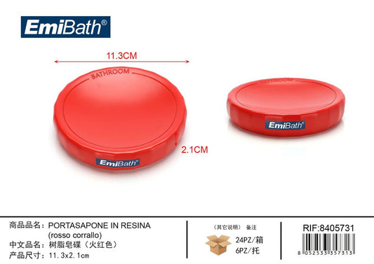 Portasapone In Resina Rosso Corrallo 11.3*2.1cm