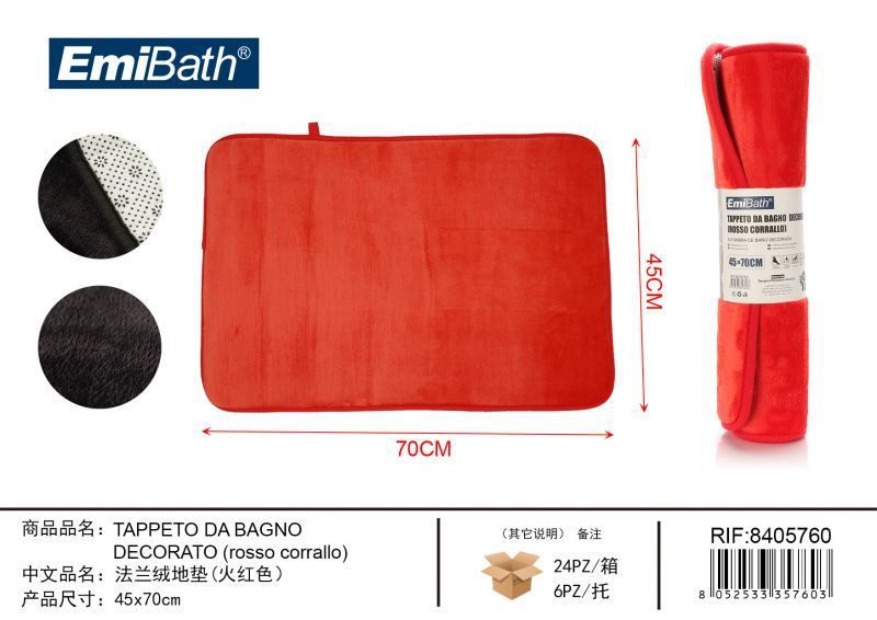 Tappeto Da Bagno Decorato Rosso Corrallo 45*70cm