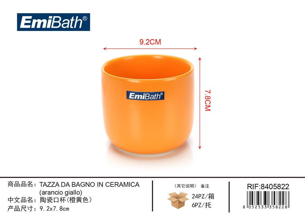 Tazza Da Bagno In Ceramica Arancio Giallo 9.2*7.8cm