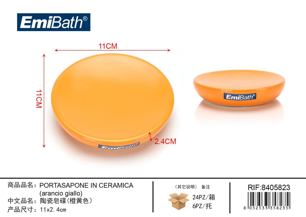 Portasapone In Ceramica Arancio Giallo 11*2.4cm
