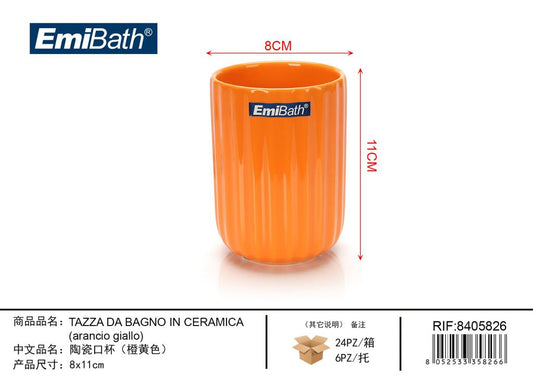 Tazza Da Bagno In Ceramica Arancio Giallo 8*11cm