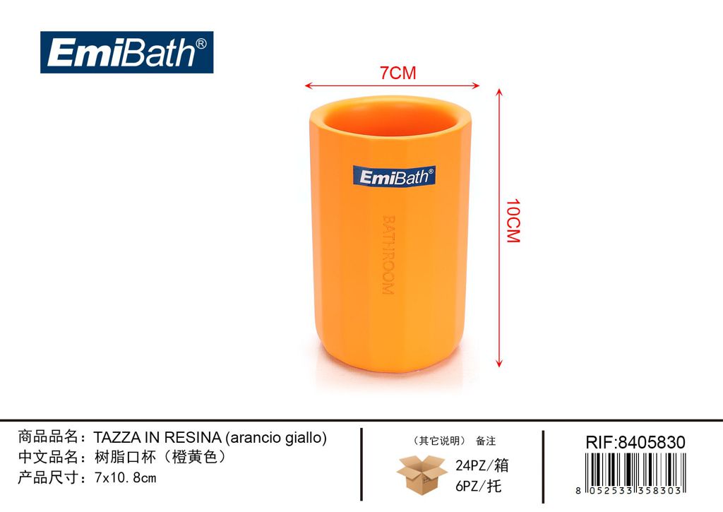 Tazza In Resina Arancio Giallo 7*10.8cm