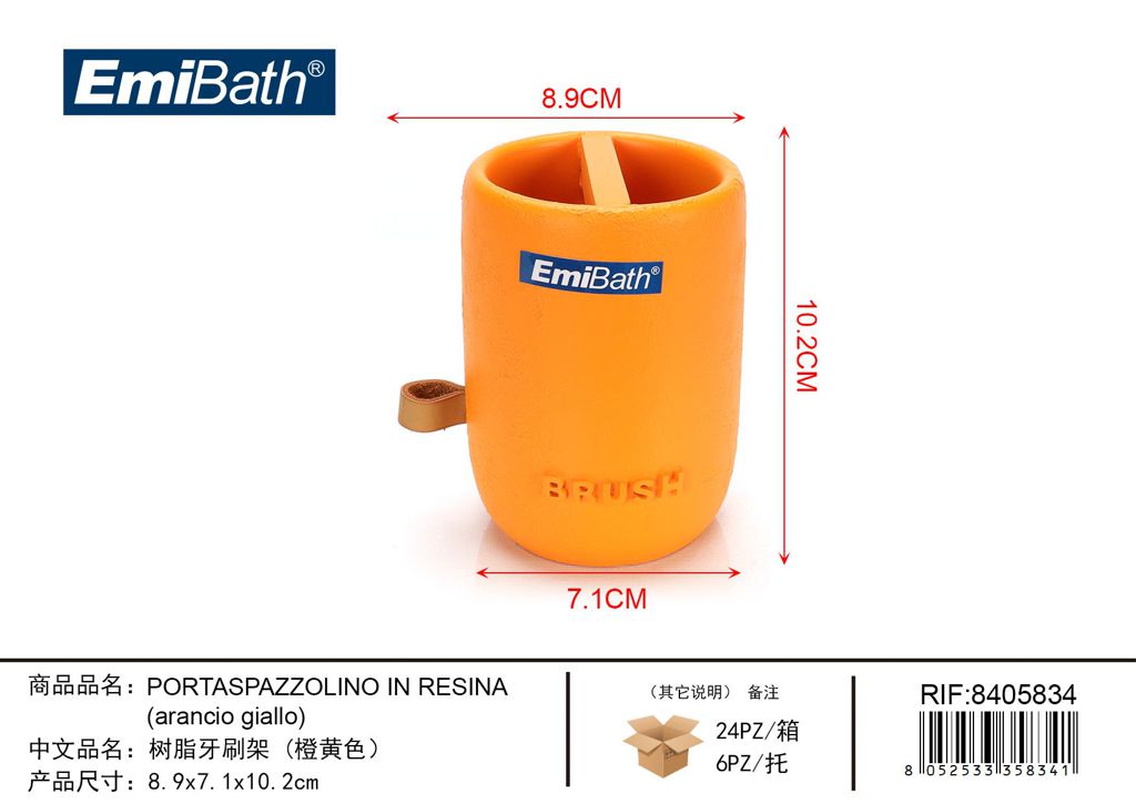 Portaspazzolino In Resina Arancio Giallo 8.9*7.1*10.2cm