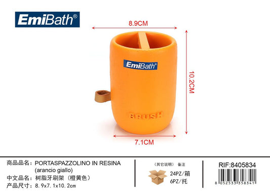 Portaspazzolino In Resina Arancio Giallo 8.9*7.1*10.2cm