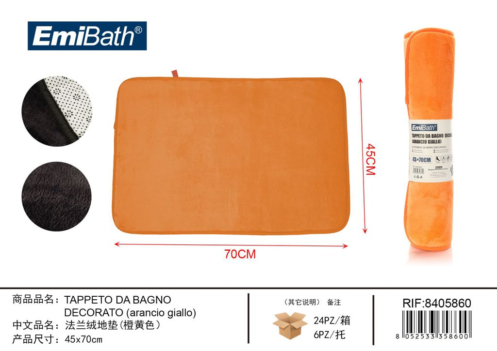 Tappeto Da Bagno Decorato Arancio Giallo 45*70cm