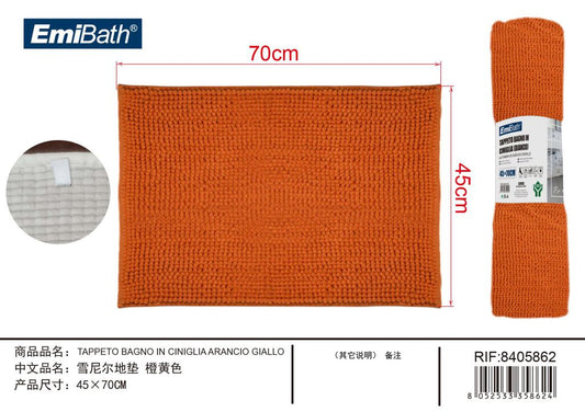 Tappeto Bagno In Ciniglia Arancio Giallo 45*70cm