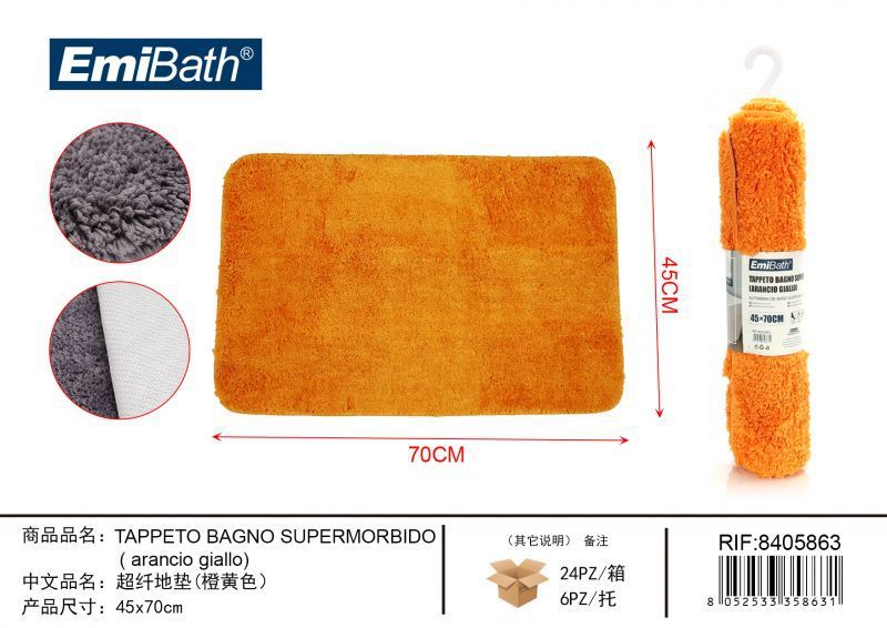 Tappeto Bagno Supermorbido Arancio Giallo 45*70cm