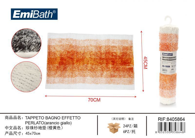 Tappeto Bagno Effetto Perlato Arancio Giallo 45*70cm