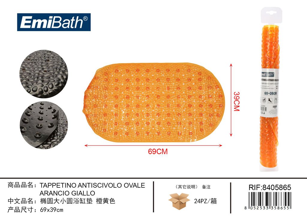 Tappetino Antiscivolo Ovale Arancio Giallo 69*39cm