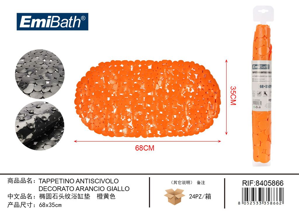 Tappetino Antiscivolo Decorato Arancio Giallo 68*35cm