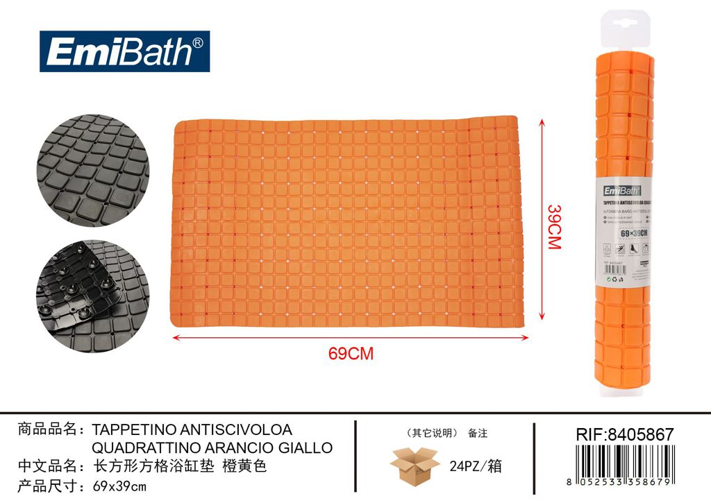 Tappetino Antiscivoloa Quadrattino Arancio Giallo 69*39cm