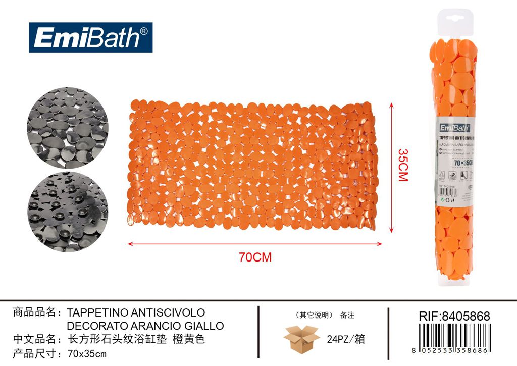 Tappetino Antiscivolo Decorato Arancio Giallo 70*35cm