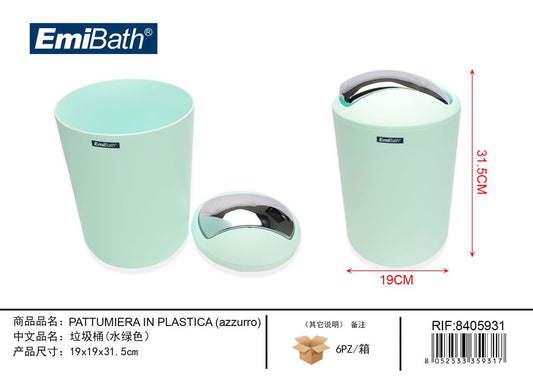 Pattumiera In Plastica Azzurro 19X19X31.5cm