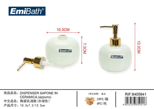 Dispenser Sapone In Ceramica Azzurro 10.3X7.3/13.3cm