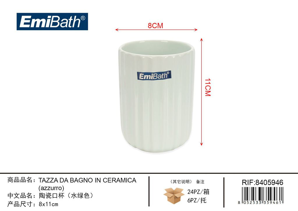 Tazza Da Bagno In Ceramica Azzurro ?8X11cm