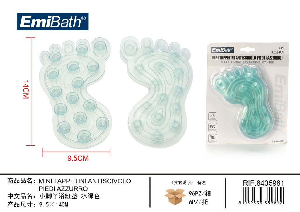 Mini Tappetini Antiscivolo Piedi Azzurro 9.5*14cm