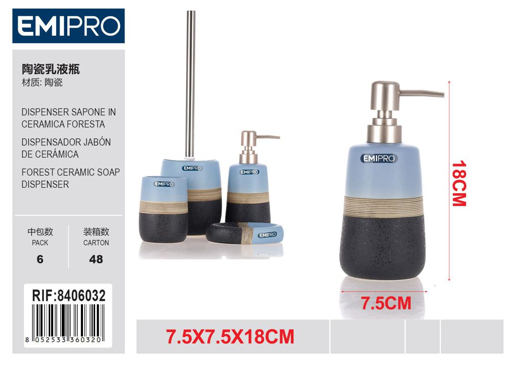 Dispenser Sapone In Ceramica Foresta