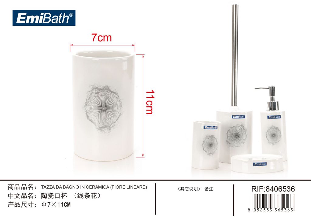 Tazza Da Bagno In Ceramica Fiore Lineare ? 7X11cm