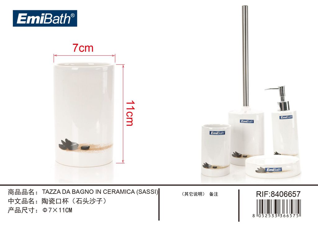 Tazza Da Bagno In Ceramica Sassi ? 7X11cm
