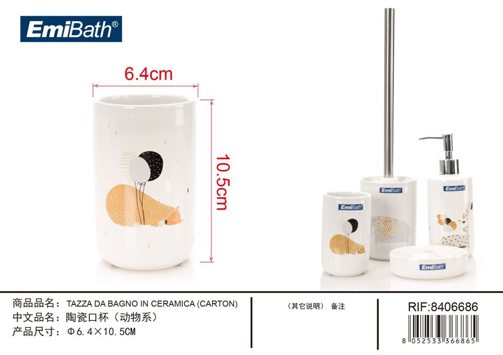 Tazza Da Bagno In Ceramica Carton ? 6.4X10.5cm