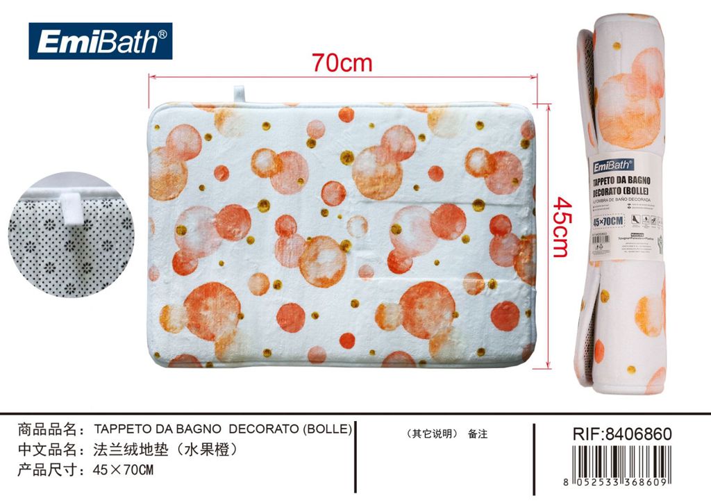 Tappeto Da Bagno Decorato Bolle 45X70cm