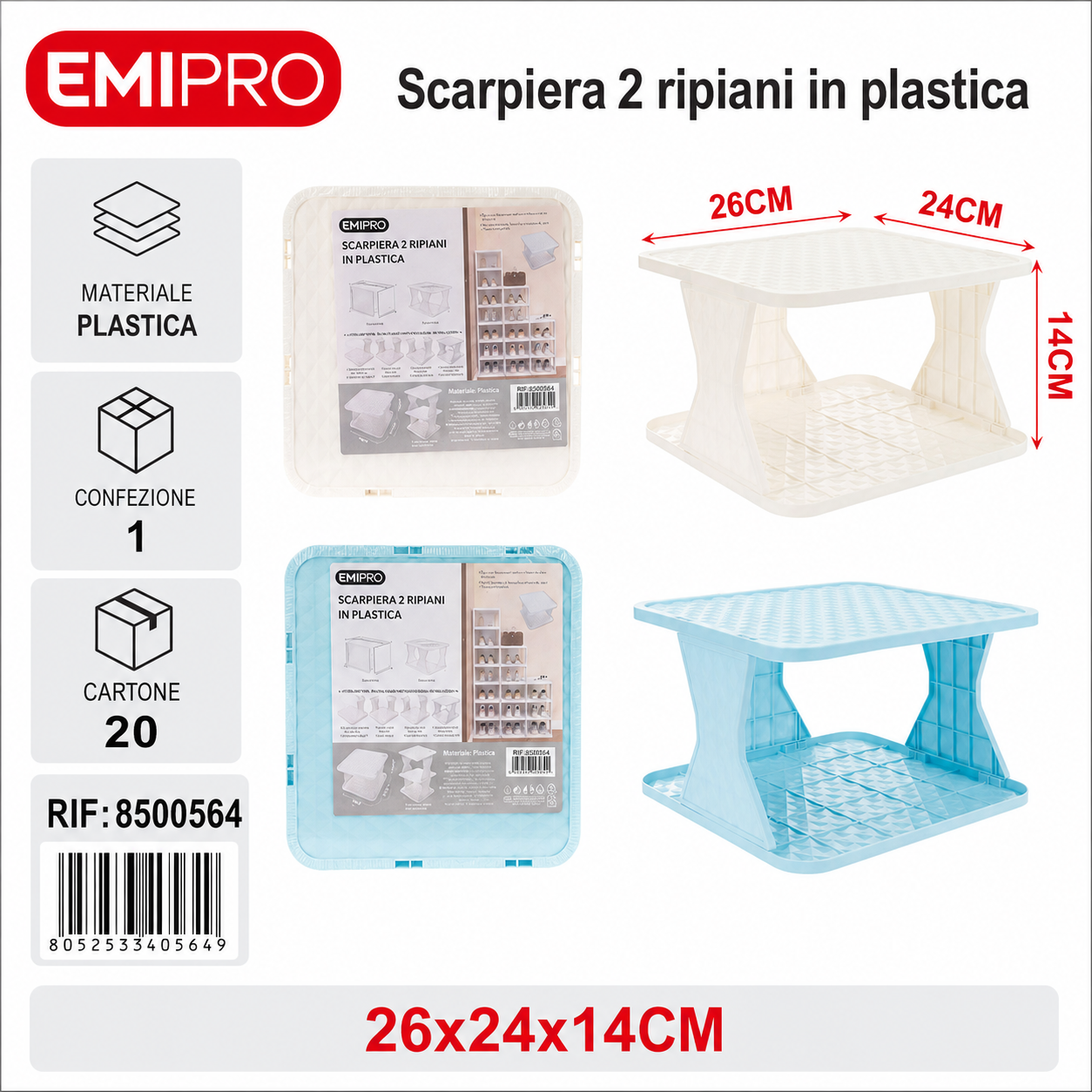 Scarpiera 2 Piani Plastica