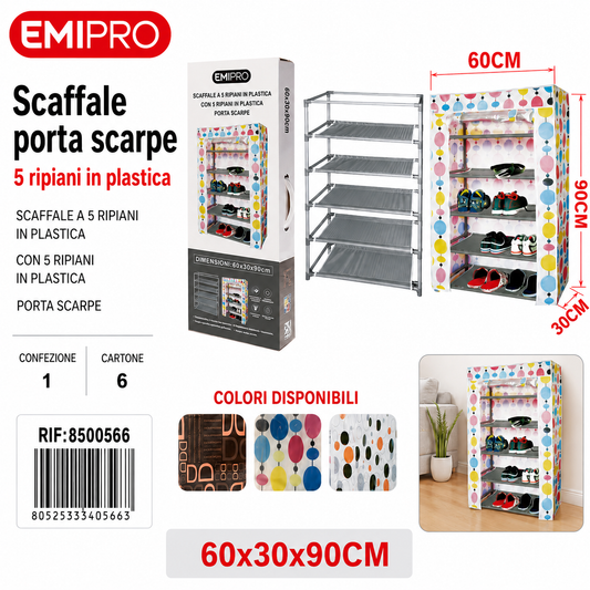 Scarpiera 5 Piani Plastica 60*30*90cm