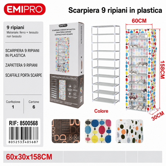 Scarpiera 9 Piani Plastica 60*30*158cm