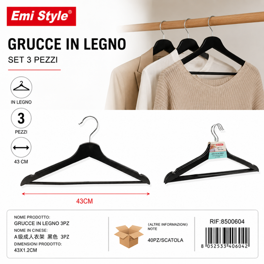 Grucce in Legno 3pz Cm.43*1.2
