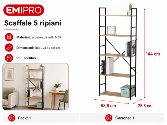 Scaffale 5 Ripiani 58.6*23.5*144cm